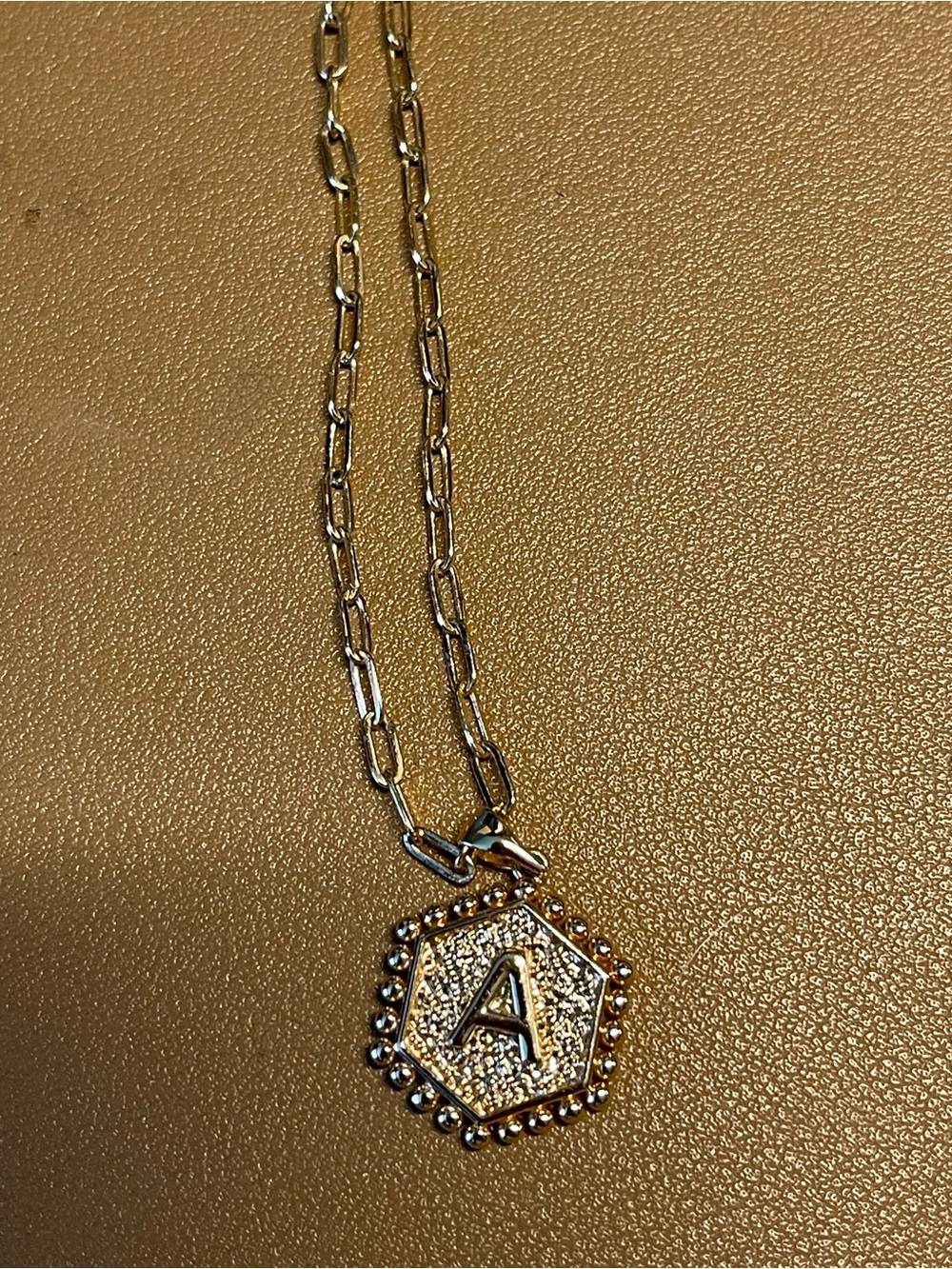 Gold Initial A Hexagon Pendant Necklace - Women Jewelry